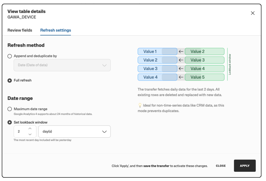 Introducing data refresh settings